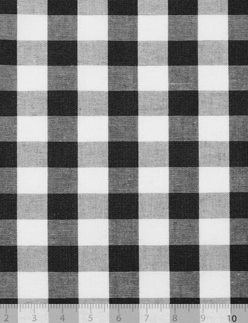 Tecido Tricoline Fio-Tinto Vichy Xadrez GG - Preto - 100% Algodão - Largura 1,50m