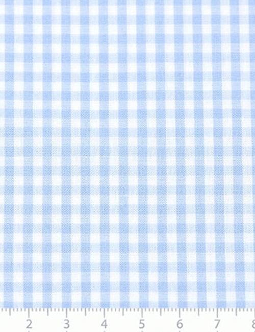 Tecido Tricoline Fio-Tinto Vichy Xadrez M - Azul Claro - 100% Algodão - Largura 1,50m