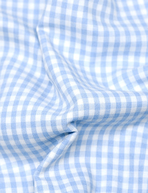 Tecido Tricoline Fio-Tinto Vichy Xadrez M - Azul Claro - 100% Algodão - Largura 1,50m