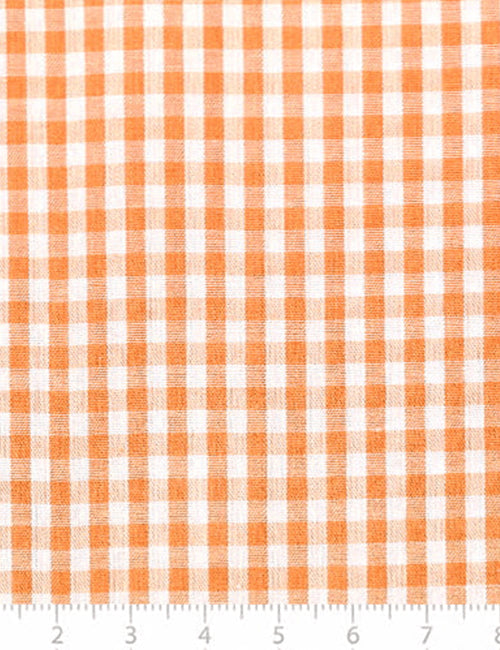 Tecido Tricoline Fio-Tinto Vichy Xadrez M - Laranja - 100% Algodão - Largura 1,50m
