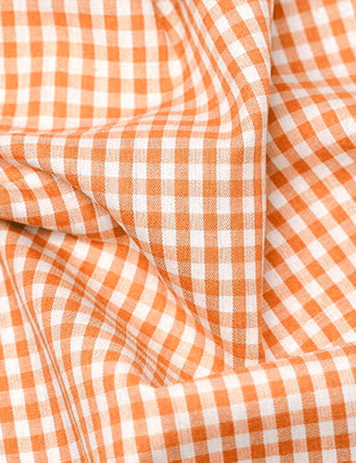 Tecido Tricoline Fio-Tinto Vichy Xadrez M - Laranja - 100% Algodão - Largura 1,50m