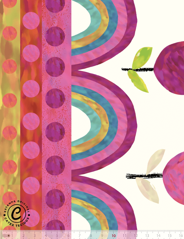 Tecido Viscose Especial Barra de Vestido Infantil - Butterfly Garden - 100% Viscose - Largura 1,40m