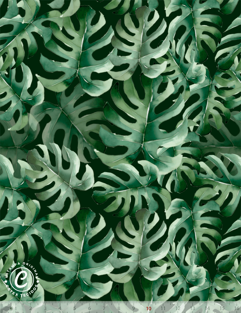 Tecido Viscose Especial Coleção Aquarela Tropical - Costela de Adão - 55% Algodão e 45% Viscose - Largura 1,50m