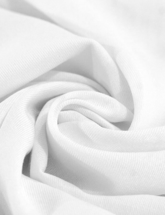 Tecido Viscose Lisa Sarjada Premium - Branco - 100% Viscose - Largura 1,45m