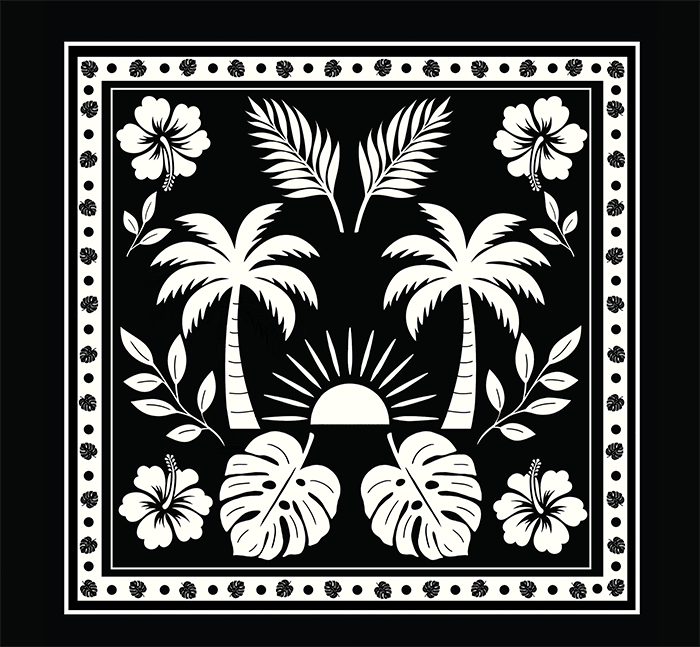 Tecido Viscose para Canga - Noite Tropical - 100% Viscose - 1,30m x 1,40m