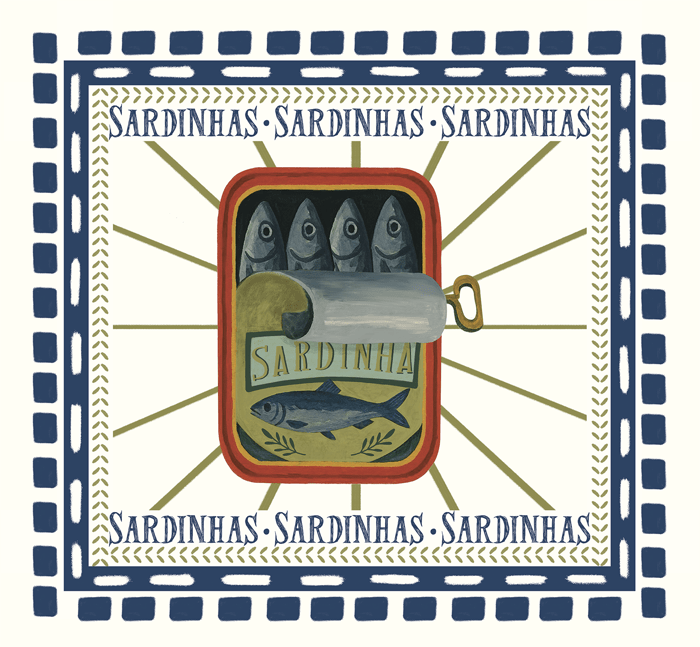 Tecido Viscose para Canga - Sardinhas Blue Marine - 100% Viscose - 1,30m x 1,40m