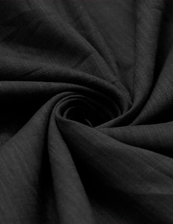 Tecido Cambraia de Algodão - Trama de Linho - Preto - 100% Algodão